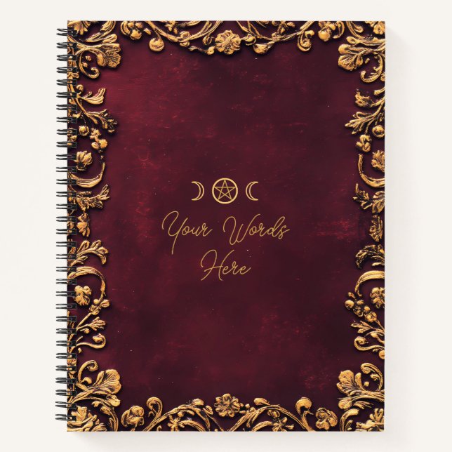 Cuaderno Crea Tu Propia Floral Borgoña Dorada (Anverso)