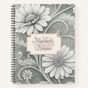 Cuaderno Crea Tu Propia Floral Vintage de Hoja Daisy Blanca