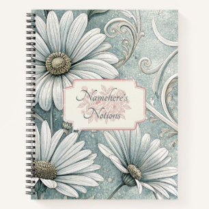 Cuaderno Crea Tu Propia Floral Vintage Teal Dalsy Blanca