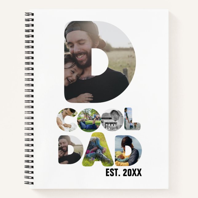 Cuaderno Crea tu propia foto de 7 letras de papá genial par (Anverso)