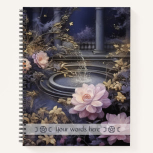 Cuaderno Crea Tu Propia Fuente de Patio de Rosas Rosadas