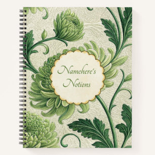 Cuaderno Crea tu propia madre floral vintage verde salvia