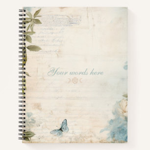 Cuaderno Crea Tu Propia Mariposa Azul Floral Romántica