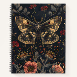 Cuaderno Crea Tu Propia Mariposa de Oro Negro Floral Rojo C