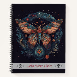 Cuaderno Crea tu propia polilla de fantasía roja azul naran