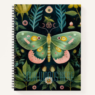 Cuaderno Crea tu propia polilla de jardín floral rosa verde