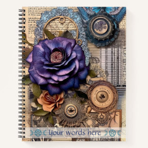 Cuaderno Crea Tu Propia Rosa Púrpura Floral Shabby Chic
