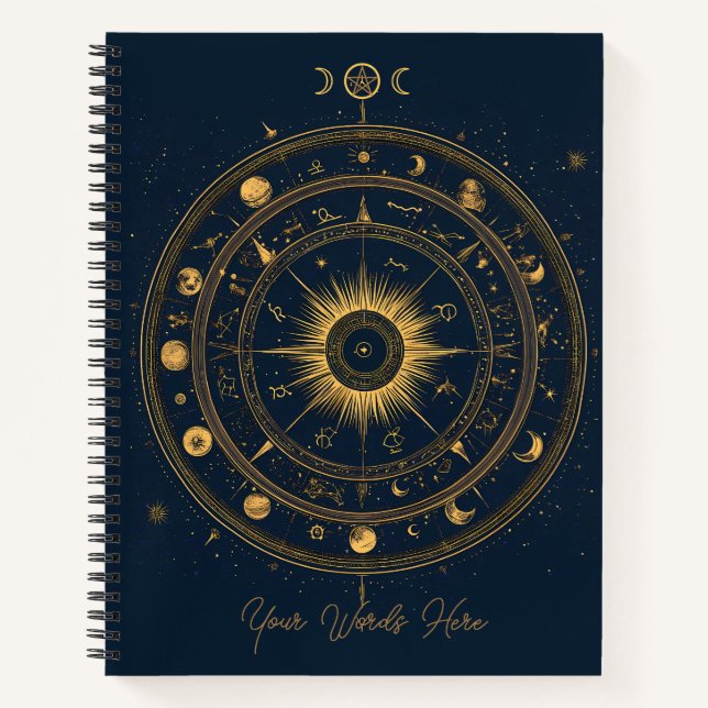 Cuaderno Crea Tu Propia Rueda Celeste Azul y Dorada (Anverso)
