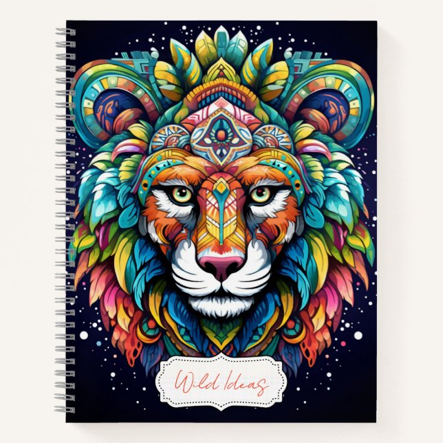 Cuaderno Crea tu propio animal tribal del tótem de león (Anverso)
