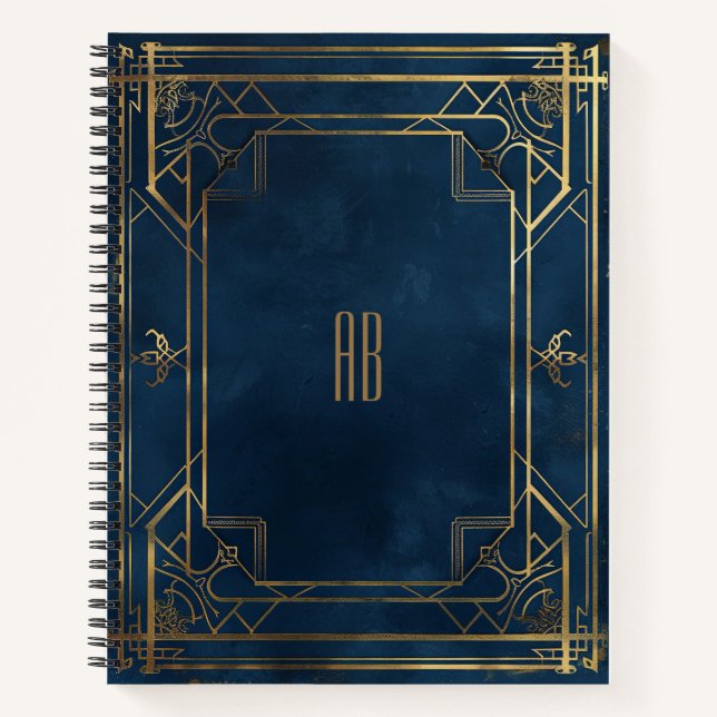 Cuaderno Crea tu propio azul y oro elegante (Anverso)
