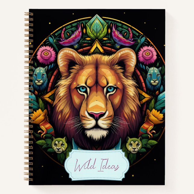 Cuaderno Crea tu propio bloc de notas sobre el león animal  (Anverso)