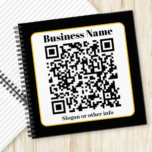 Cuaderno Crea tu propio código QR   borde dorado blanco y n