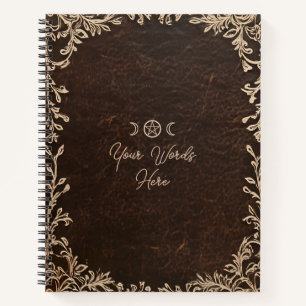 Cuaderno Crea tu propio cuero marrón falso de encaje marfil