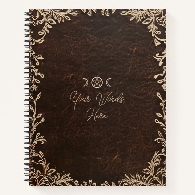 Cuaderno Crea tu propio cuero marrón falso de encaje marfil (Anverso)