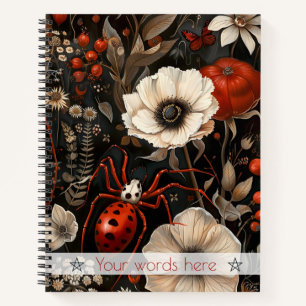 Cuaderno Crea Tu Propio Elegante Jardín de Araña Blanca Roj