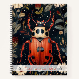 Cuaderno Crea Tu Propio Escarabajo Rojo Dorado Floral Elega