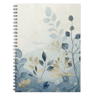 Cuaderno Crea tu propio floral minimalista azul y beige
