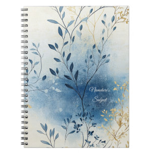 Cuaderno Crea tu propio floral minimalista de niebla azul d