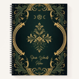 Cuaderno Crea Tu Propio Floral Ornate Verde y Dorado