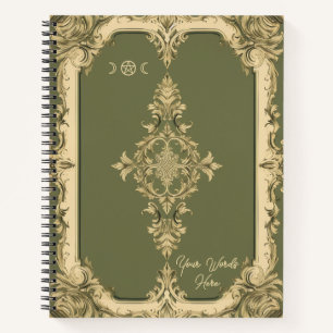 Cuaderno Crea tu propio floral verde oliva ornamentado