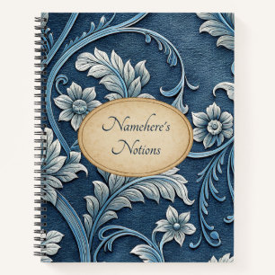 Cuaderno Crea tu propio floral vintage con relieve azul bla