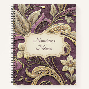 Cuaderno Crea tu propio floral vintage de ciruela dorada