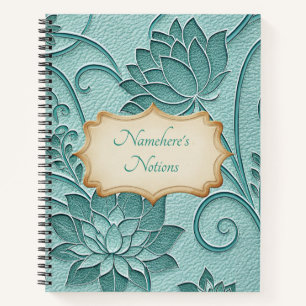 Cuaderno Crea tu propio floral vintage de loto verde teal