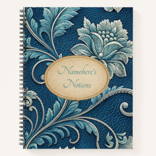 Cuaderno Crea tu propio floral vintage en relieve azul teal