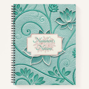 Cuaderno Crea Tu Propio Jade Verde Azul Loto Floral Vintage
