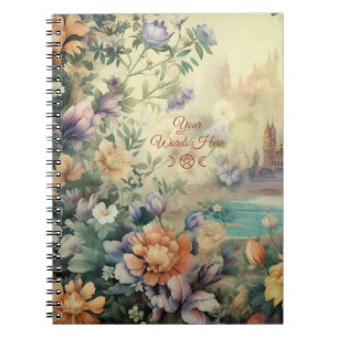 Cuaderno Crea Tu Propio Jardín Floral de Lago con Castillo