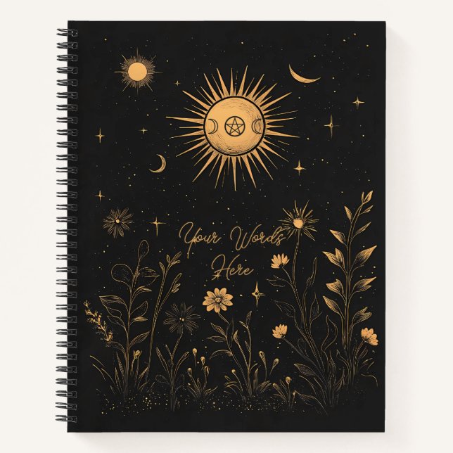 Cuaderno Crea tu propio jardín solar celestial dorado (Anverso)