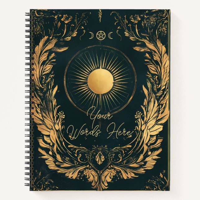 Cuaderno Crea tu propio laurel dorado celestial solar (Anverso)