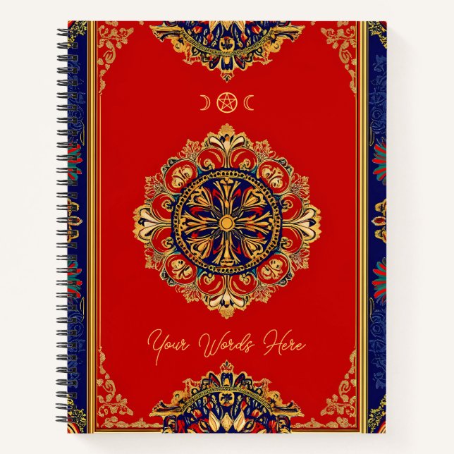 Cuaderno Crea tu propio mandala rojo azul dorado (Anverso)