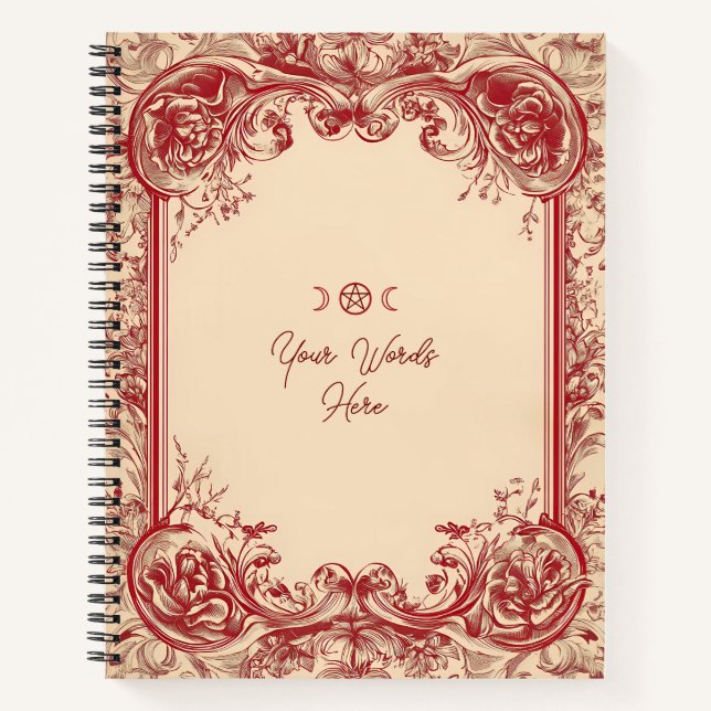 Cuaderno Crea tu propio marco rojo ornamentado crema (Anverso)