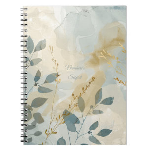 Cuaderno Crea tu propio minimalista floral azul niebla dora
