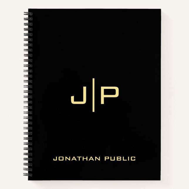 Cuaderno Crea tu propio Monograma Dorado y Plantilla Negra (Anverso)