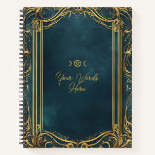 Cuaderno Crea tu propio ornamento teal y dorado