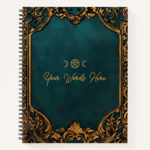 Cuaderno Crea tu propio ornato azul verdoso y dorado oxidad