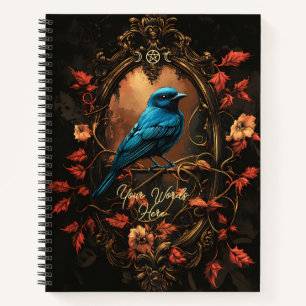 Cuaderno Crea Tu Propio Pájaro Cantador Azul Gótico en Otoñ