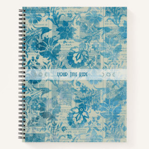 Cuaderno Crea tu propio papel de periódico de brocado azul