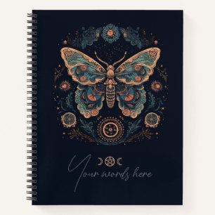 Cuaderno Crea tu propio tótem retro de polilla celestial co