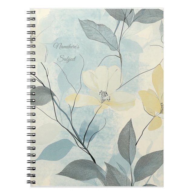 Cuaderno Crea tus propias flores amarillas suaves minimalis (Frente)