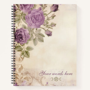 Cuaderno Crea tus propias flores de rosa púrpura en pergami