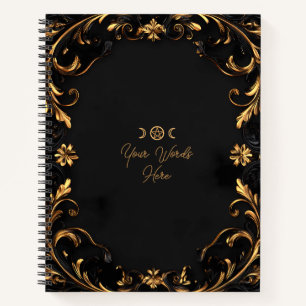 Cuaderno Crea tus Propias Flores Doradas y florituras Negro