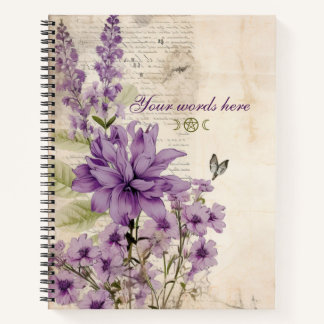 Cuaderno Crea tus propias flores silvestres púrpuras románt