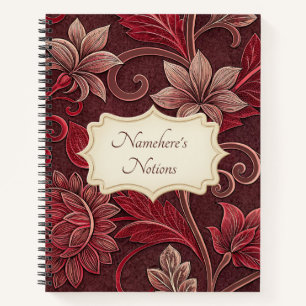 Cuaderno Crea tus Propias Flores Vintage de Bronce Rojo
