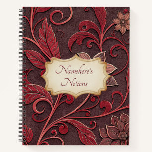 Cuaderno Crea tus propias flores vintage rojas rubí