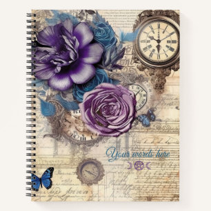 Cuaderno Crea tus propias mariposas rosas púrpura efímeras