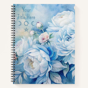 Cuaderno Crea tus propias peonías azules florales de estilo