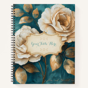 Cuaderno Crea tus propias rosas florales de color teal y du